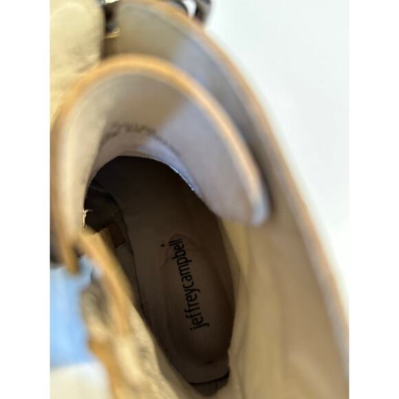 Jeffrey Campbell Light Gray Polished Leather Round Toe Ankle Boots Size 6 - Picture 10 of 13